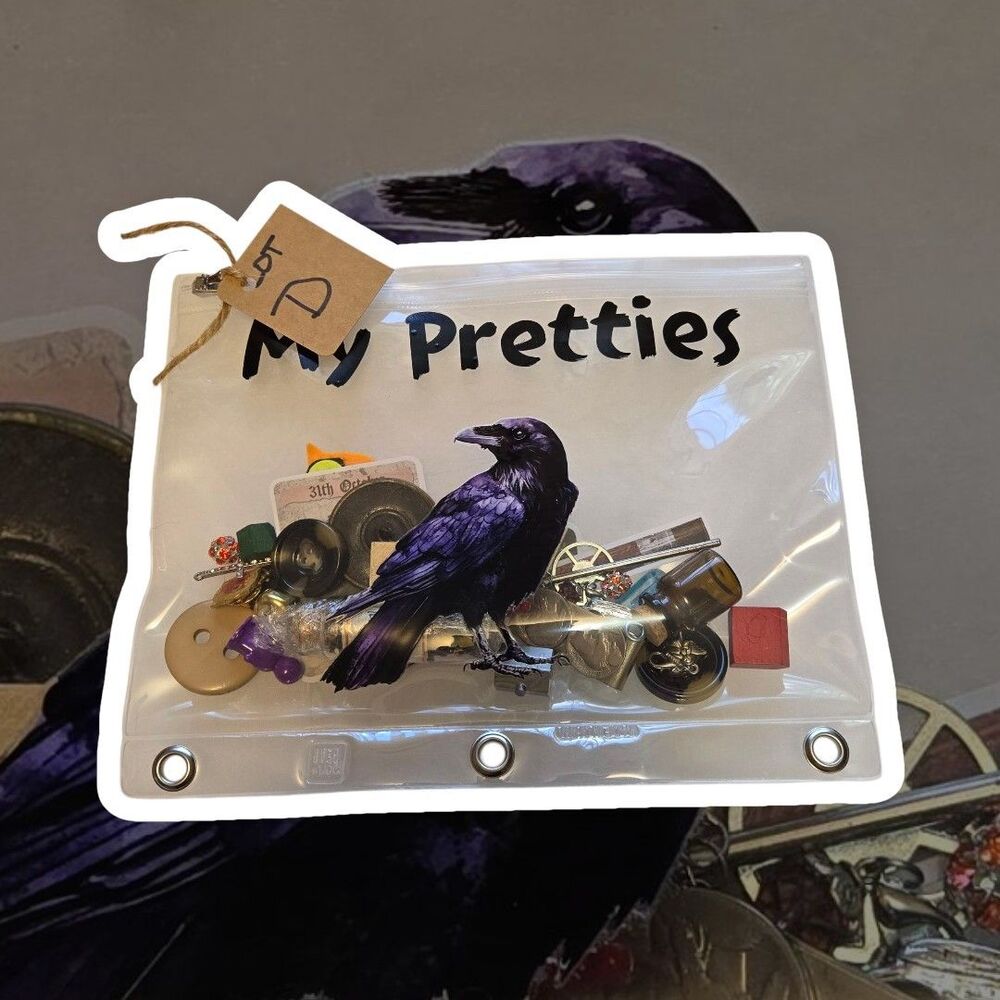 My Pretties Raven Crow Assemblage Art Crafting Lot Vintage Buttons Charms Lot D